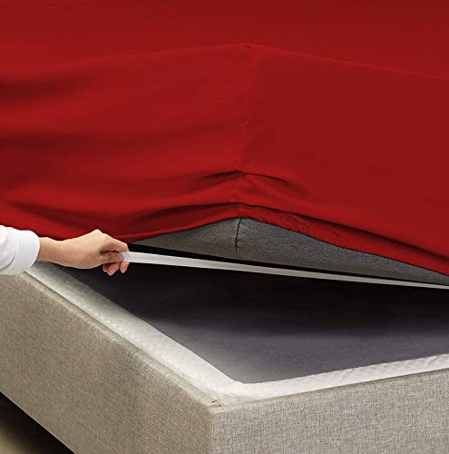 Image of YRM Bedding's Burgundy 600-TC Oraganic Cotton 4 Pcs King Size Bedsheet Fitted (72 inchx78 inch), Flat (102 inchx108 inch) and Pillow Cover (18 inchx28 inch) Feet for 4 inch and 8 inch Inch Mattress