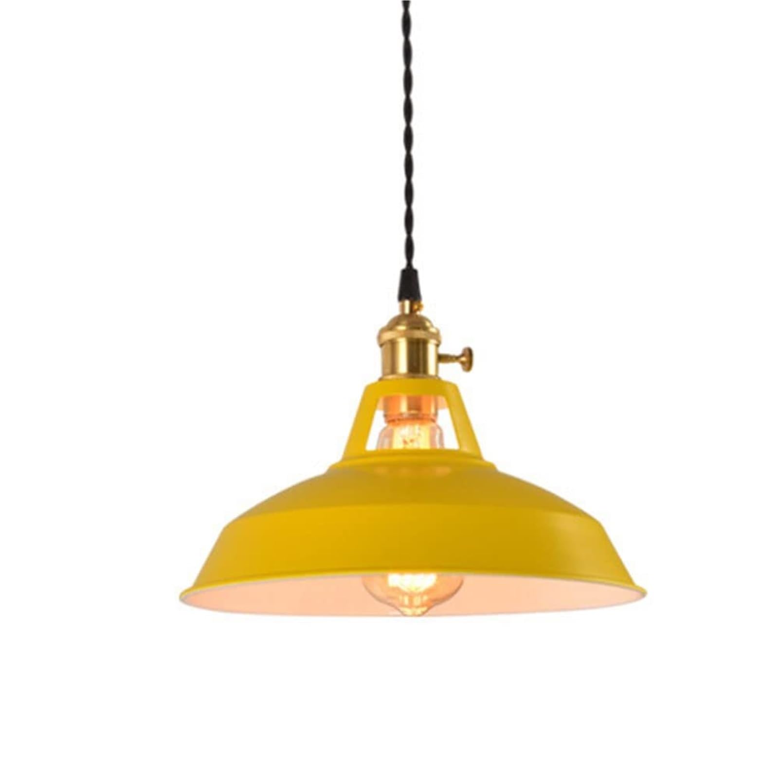 KXEcoLife Metal Modern Minimalist Color Pendant Lamp Chandelier Hanging Lighting Ceiling Fixture E27 Creative Adjustable for Restaurant Bar Bedroom Bedside(Yellow)
