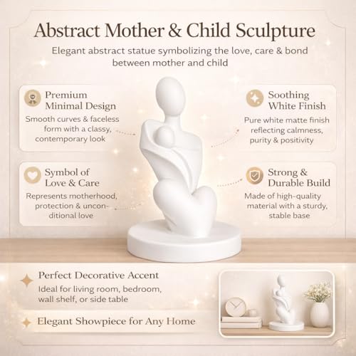 Image of CraftVatika Mother Baby Statue Showpiece Gift,Mother Hugging Baby Figurine,Decor Items, Birthday Gifts Mother's Day, Baby Shower Gifts for Mom to be