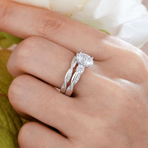 Wuziwen Infinity Wedding Rings for Women Oval Cut Bridal Ring Sets for Her Twisting Eternity Band 925 Sterling Silver Cubic Zirconia4