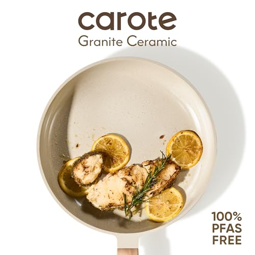 CAROTE Pots and Pans Set Non stick, Ceramic Cookware Set 14Pcs, Non-toxic Kitchen Cooking Set, PFAS and PFOA Free