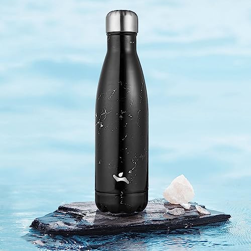 Image of Konokyo Insulated Water Bottles,17 oz Double Wall Stainless Steel Vacumm Metal Flask for Sports Travel,Marble Midnight