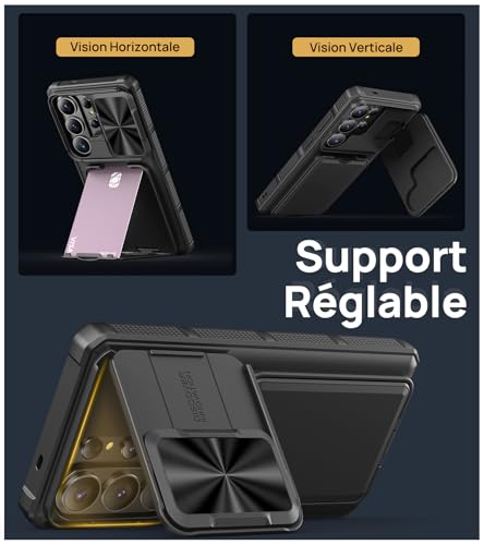 Coque Samsung S26 Ultra rigide silicone avec support et porte-carte