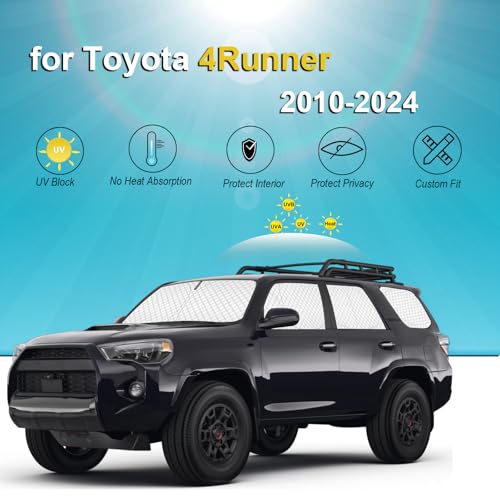 Image of KMF 8pcs Thicken Car Window Shades for Toyota 4Runner 2010-2024 Accessories, 4Runner Windshield Sun Shade Full Window Covers for Side Rear, UV Block and Blackout Protect Privacy for Car Camping