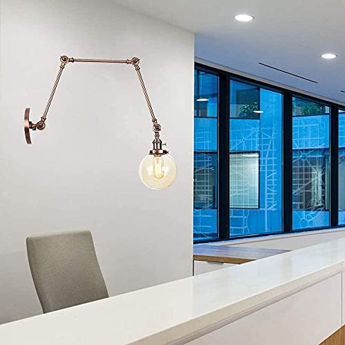 La Mejor Lista de Lámparas de pared de brazo múltiple de esta semana. 49 BBioss Aplique de Pared con Brazo oscilante y Pantalla de Vidrio, Acabado en latón Antiguo Cepillado, lámpara Industrial Retro de Tres Cabezales Largos, Casquillo E27, luz de...