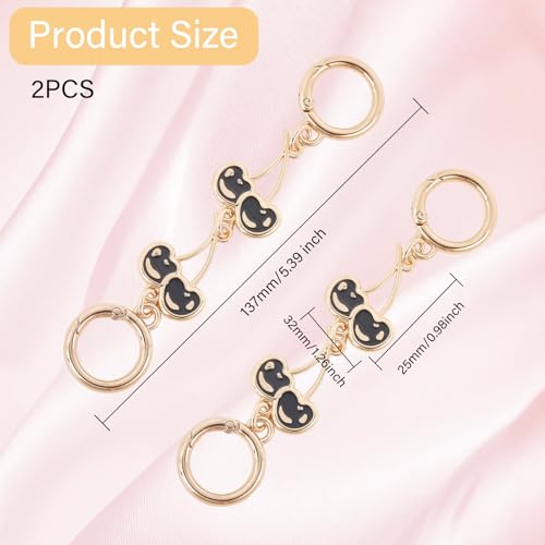 CHGCRAFT 2Pcs Cherry Link Purse Strap Extender Alloy Bag Chain Handbag Strap Pendant Charms Clutch Strap Extension with Buckle for Handbags Purse Shoulder Bag Making Supplies - Image 2