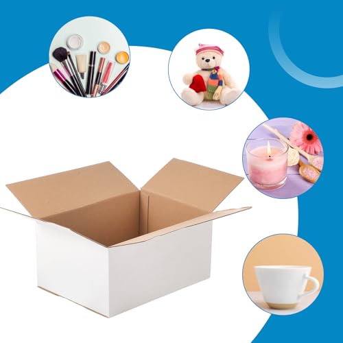 Image of Qilery 200 Pcs Shipping Boxes 8x6x4 Inch, Corrugated Mailers, White