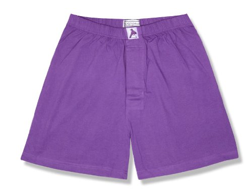Mens Solid PURPLE INDIGO Color BOXER 100% Knit Cotton Shorts