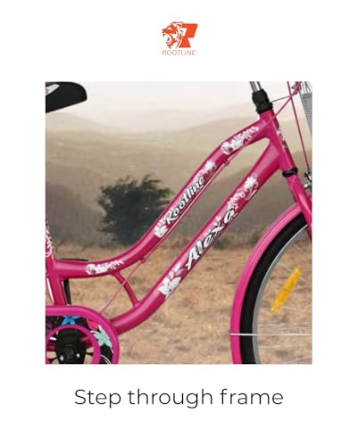 Image of ROOTLINE Alexa Pink 26T Bicycle for Girls /Women with Front Basket and Integrated Carrier | BCP Rim & Handle (26, Pink)
