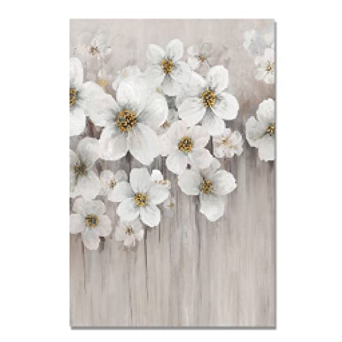 Peinture fleurs de cerisier blanc abstrait grand tableau salon sans cadre