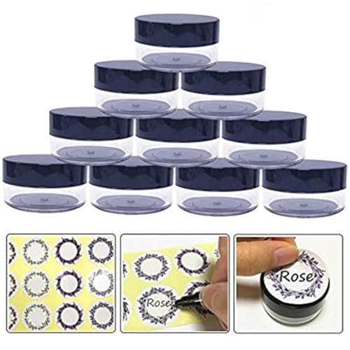 10gram/10ml Round Clear Empty Container Jars with Black Screw Lids Bulk for Lip Balms, Makeup Samples - BPA Free (40 Pack, Black)