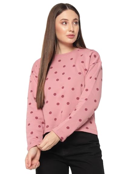 le bourgeois Women's Pink Polka Dot Sweatshirt, Long Sleeves-picture-55