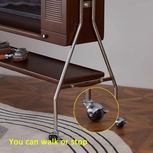Soporte móvil para TV con ruedas 360° color marrón miniatura 2