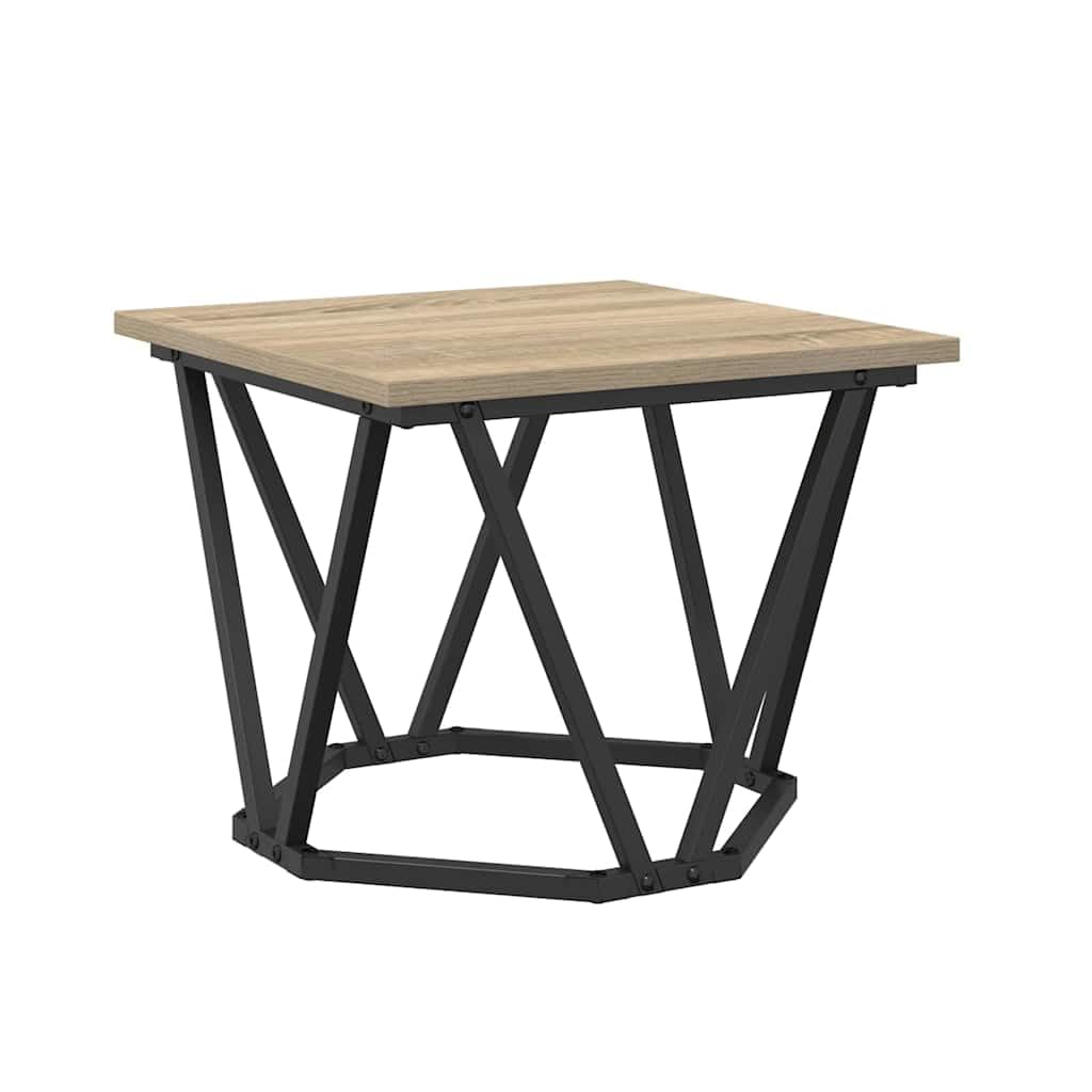 Juego de mesa de café de 3 piezas, 50 x 50 x 40 cm, roble Sonoma, aspecto de madera maciza y acero, diseño moderno, robusto y compacto, para salón, balcón u oficina