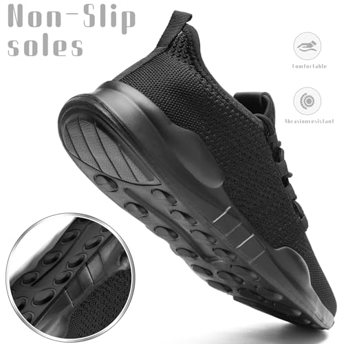 Image of Running Shoes for Men Walking Tennis Fashion Sneakers Athletic Casual Workout Gym Breathable Lightweight Comfortable Sports Non Slip Shoes Black Size 10