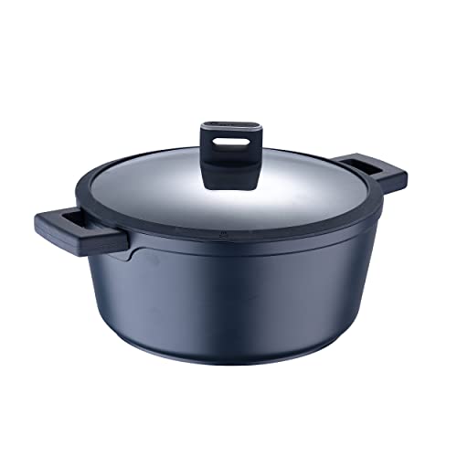 MasterPRO Indigo | Faitout de 28 x 13 cm avec couvercle | Faitout antiadhésif en fonte d'aluminium | Revêtement antiadhésif Xylan Plus | Poignées Soft Touch | Tous types de plaques