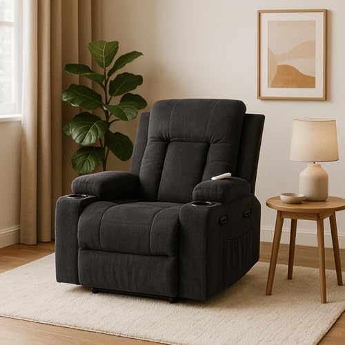 MEBEL ELITE Box 2 Massagesessel – Relaxsessel gepolstert schwarz mit Liegefunktion – Elektrischer Fernsehsessel verstellbar für Wohnzimmer, TV, Büro und Entspannung – Bild 3