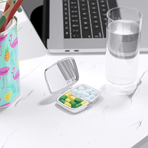 Nipichsha Pill Box, Small Pill Case for Purse & Pocket, Cute Medicine Organizer Travel Pillbox, Portable Pill Container Holder to Hold Vitamins, Medication, Fish Oil and Supplement, Pink Marble