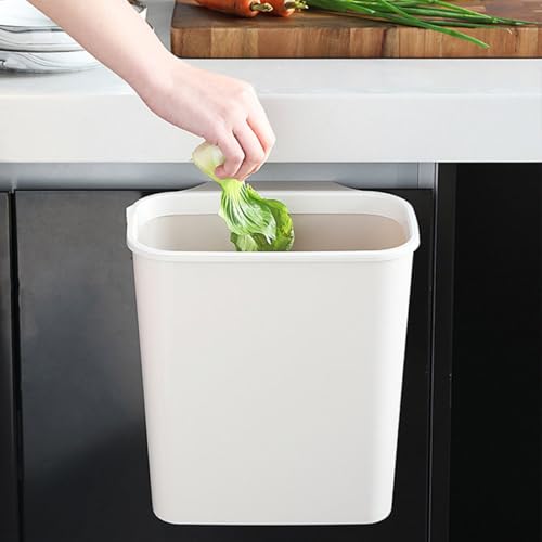 Caneca de basura colgante para puerta de gabinete, 26.2x11x28.2cm Blanco de plástico miniatura 4