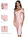 meilun Cold Shoulder Bandage Bodycon Dress for Women Wedding Guest Dress Birthday Party Event Dress(Pink,XS)