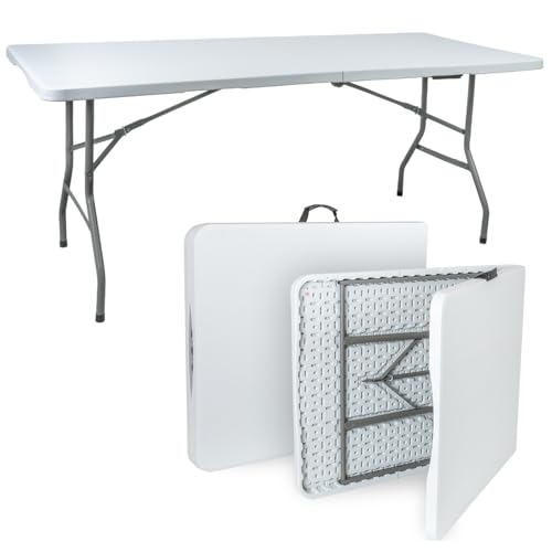 VOSS.garden Klapptisch 180x74x74cm Tragbar Weiß HDPE Kunststoff mit Stahlgestell Robust