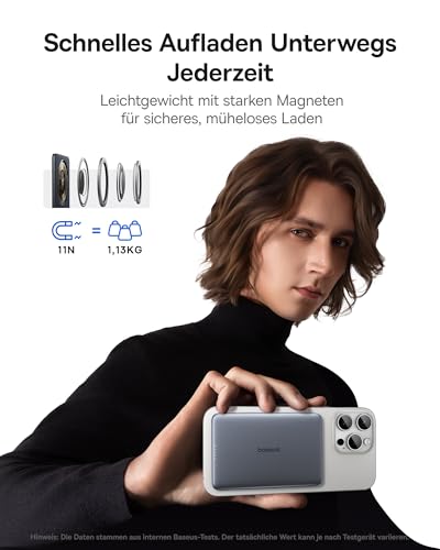 Baseus Picogo AM41 Power Bank, Ultra Slim 5000mAh Magsafe Powerbank, PD 20W Schnellladung, Portabel… – Ansicht 3