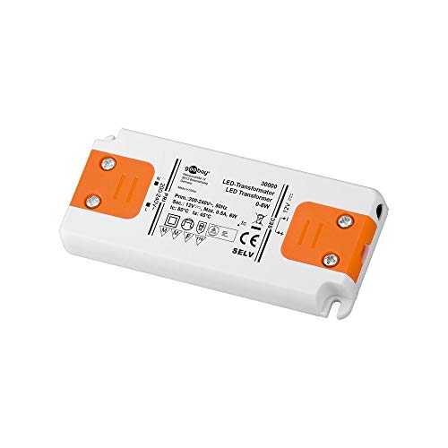 Goobay 30000 LED Transformator 230V auf 12V – LED Niedervolttrafo für LED Beleuchtungen – Gesamtlast bis 6 W – 99 x 46 x 11 mm, Weiß/Orange