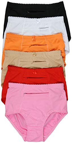 ToBeInStyle Women s 6 Pack High Waist Cotton Brief with Concealing Zip-Up Pocket - 6-Pack Assorted - 2XL