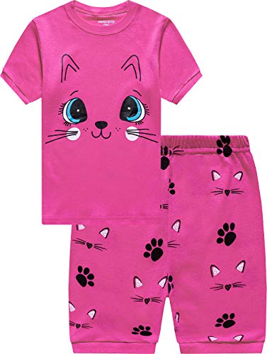 EULLA Sommer Zweiteiliger Schlafanzug für Mädchen T-Shirt Kurz Ärmel...