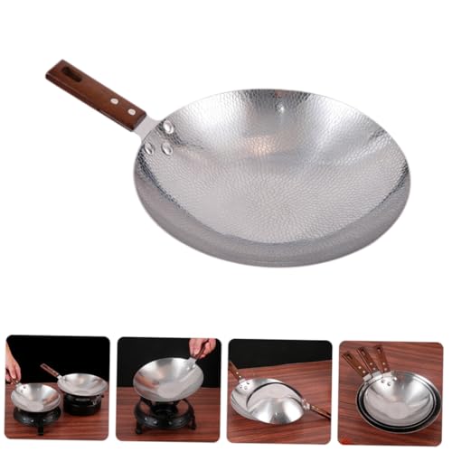 Wok de acero inoxidable con mango ergonómico de madera miniatura 4