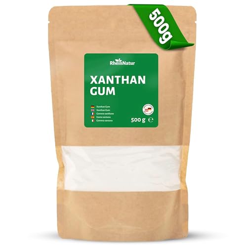 RheinNatur Xanthan Gum Pulver 500 g - Natürliches Bindemittel - Stabilisator für Eis, Suppen, Soßen - Xanthangummi Verdickungsmittel - Geschmacksneutral & Vegan