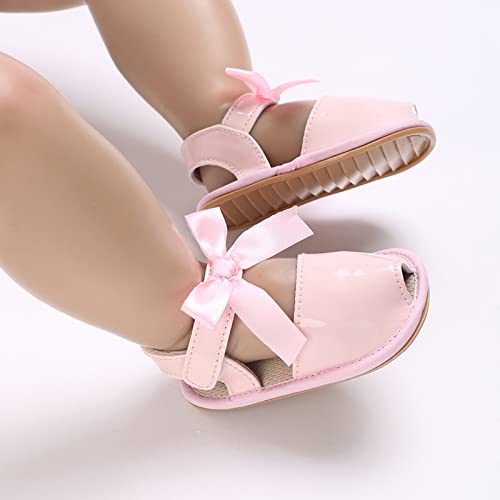 Summer Children Infant Toddler Shoes Girls Sandals Flat Bottom Non Slip Lightweight Fish Mouth Sandals (Pink, 4 Infant)4
