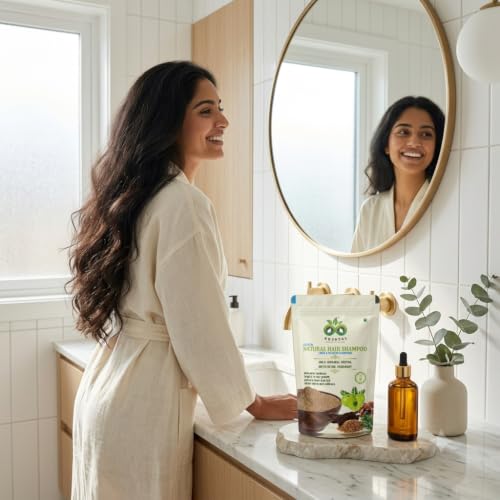Image of Natural Hair Wash Powder | The Extended Care Ritual | Amla, Reetha, Shikakai, Methi & Rosemary Blend | Sulphate-Free Powder Shampoo Alternative | Helps Reduce Hair Fall & Dandruff | Supports Stronger, Healthier Looking Hair | 800 g ( Pack of 4)