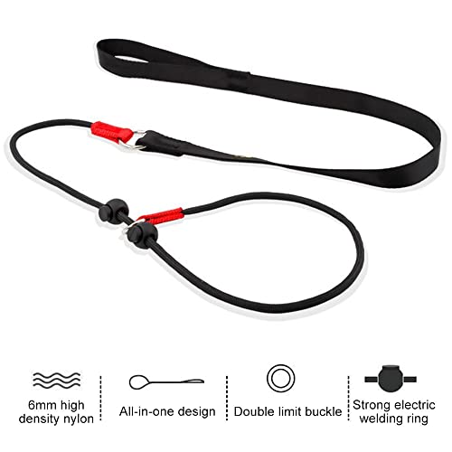 Hundeleine mit integrierter Halsung, rutschfeste Cinch-Leine, Retrieverleine Führleine Zugleine mit gepolsterter Griff, Länge 140 cm, Schwarz