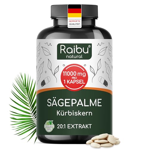 Saw Palmetto Extrakt (Sägepalmenextrakt) mit Kürbiskern Kapseln - 650 mg Extrakt pro Kapsel davon 27.5 mg Phytosterole (5%) - Hochdosiertes Sägepalmextrakt + Kürbiskernextrakt - Ohne Zusätze