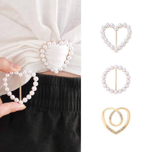 Image of Metal Scarf Ring Clip for Women Shirt Tightener Cinch Buckle T Shirt Tie Ring for Blouse Silk Scarf Shawl Sarong Clothing Accessories