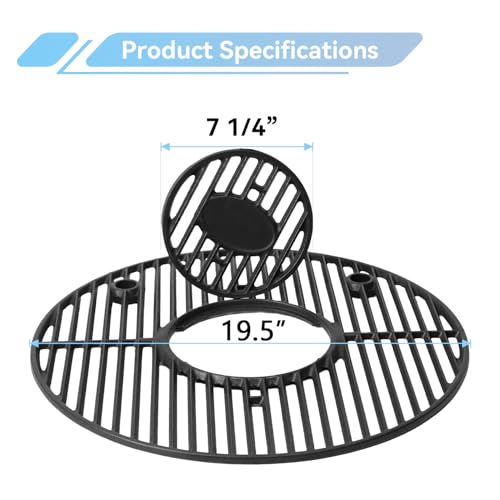 19.5" Round Grill Grate for Akorn Kamado Ceramic Grill, Pit Boss K24, Louisiana Grills K24, Char-Griller 16620, Cast Iron Grill grates Replacement for Akorn Kamado, Expert kamado, Kamado Acorn by FORYEYC - Used condition - Image 2