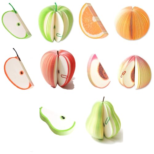 Image of 3D Fruit Shape Memo Notes Pads - Cute DIY Colorful Mini Self-Adhesive Notepads with Clip, Portable Scratch Paper Memo Pads for Desk Decoration, Office, School & Planner Supplies (5 PCS)