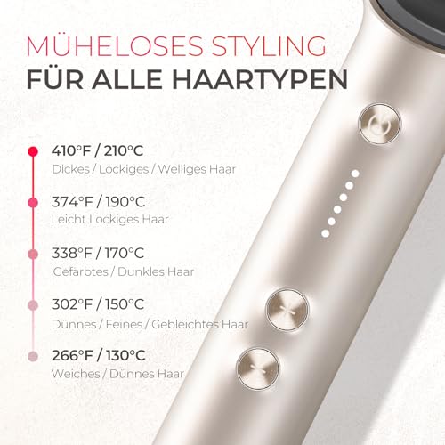 TYMO RING Glättbürste Haarglätter Bürste - Keramik Glätteisen und Haarbürste 2 in 1, Elektrische Verbrühungsschutz Glättungsbürste Kamm, 25s Schneller Aufheizen, 5 Temp Einstellungen, Gold