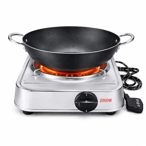 Image of DRUMSTONE 2000W Electric Hot Plate Iron Body | Portable Single Burner Stove | Fast Heating Coil Cooktop | No Gas Cooking | Works with All Utensils | 5 Years Warranty