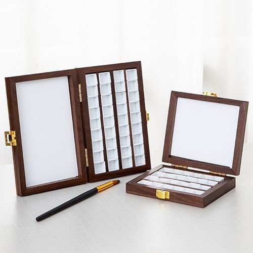Paleta de madera portátil con 24 compartimentos estancos para manualidades 7