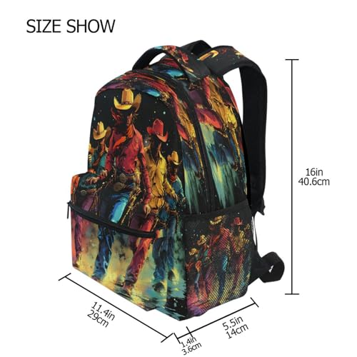 Colorful Cowboy Dance Backpack for School Boys Girls Adults Kids Bookbag Laptop Bag 15L4