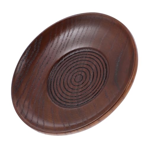 Cabilock 1pc Wooden Round Dessert Plate Food Dish for Home Use Multipurpose Snack Fruit Serving Tray Elegant Natural Design No Lacquer Safe Healthy