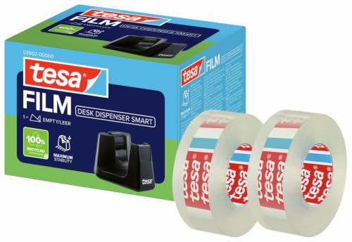 tesa Tischabroller Smart Recycled mit 2 Rollen tesafilm Clear Recycled