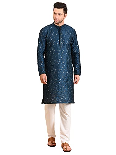 Image of Uri and MacKenzie Embroidery Silk Men's Kurta Pyjama Set