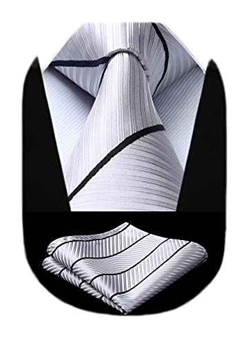 ネクタイメンズ 結婚式 白 ブランド ネクタイ チーフ セット ストライプ 成人式 プレゼント By HISDERN