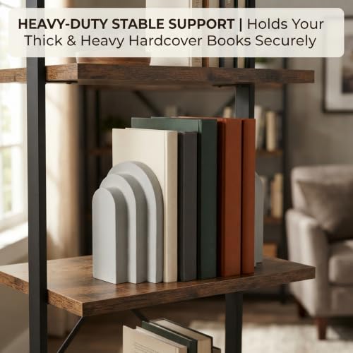 Wageso Concrete Bookends for Heavy Book, Decorative Modern Shelf Book Ends - image 2