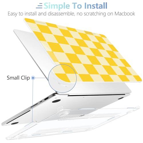 Image of MEEgoodo Case for MacBook Pro 16 inch 2026 2024 2023 2021, Laptop Hard Shell Compatible with M5 M4 M3 M2 M1 Pro /Max Chip, Fit Model A3429 /A3428 /A3403 /A3186 /A2991 /A2780 /A2485, Yellow Squares