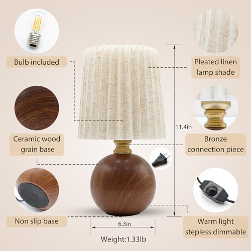 Lámpara de Mesa Pequeña con Pantalla Beige de Lino miniatura 2