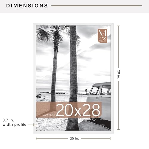 Image of MCS Foundation 20x28 Poster Frame Traditional White, Vertical & Horizontal Wall Hanging Large Picture Frame for Photos, Posters & Art Prints (1-Pack)